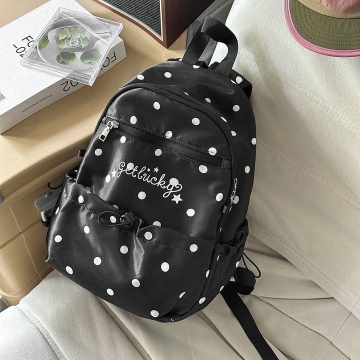 Lightweight Polka Dot Patterned Backpack Bowlift