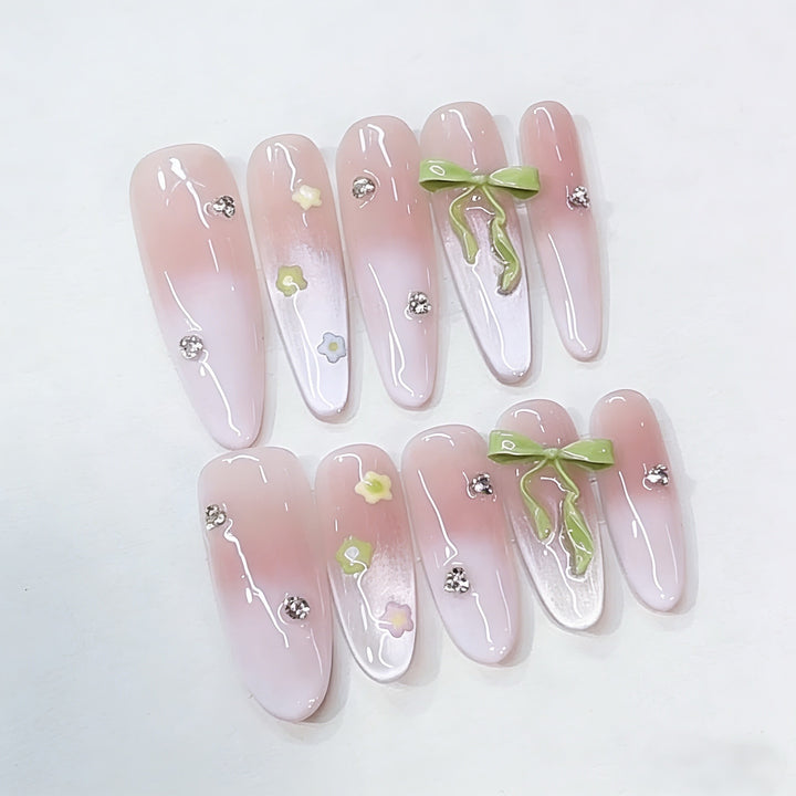 Floral-Design Press-On Nail Art Set Bowlift