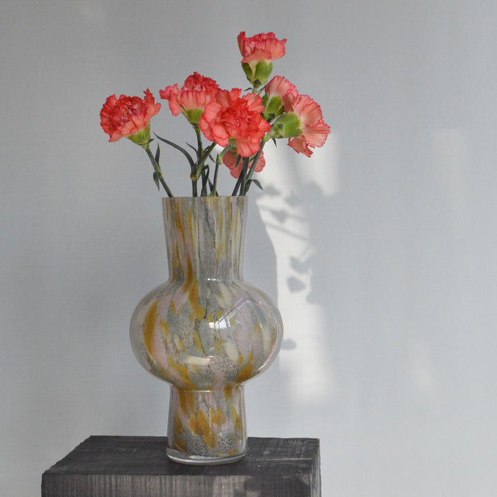 Handblown Marbled Double-Bulb Decorative Glass Vase Bowlift