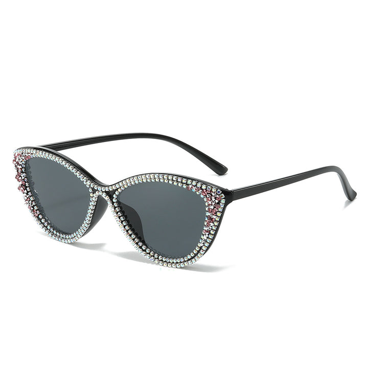 Glamorous Rhinestone-Embellished Cat-Eye Sunglasses Bowlift