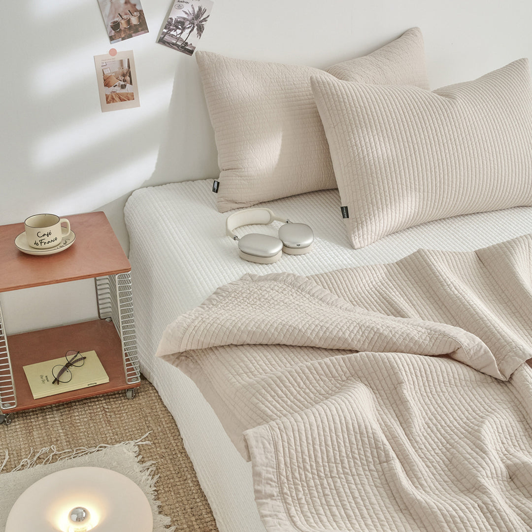 Quilted Cotton Lightweight Bedspread and Pillow Shams Set