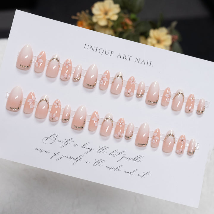 Floral-Embellished Press-On Nail Art Set
