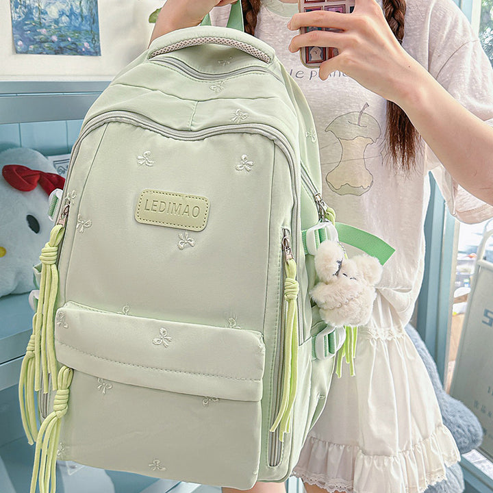 Stylish Multi-Pocket Backpack with Charm Bowlift