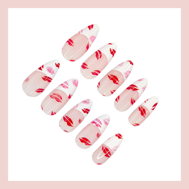 Nail art set with seductive lip design Bowlift