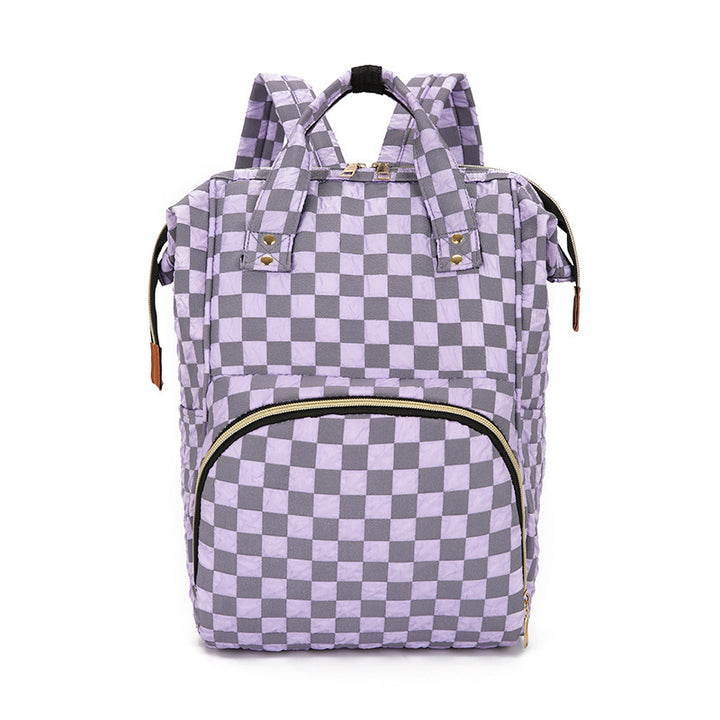 Checkered Patterned Backpack Bowlift