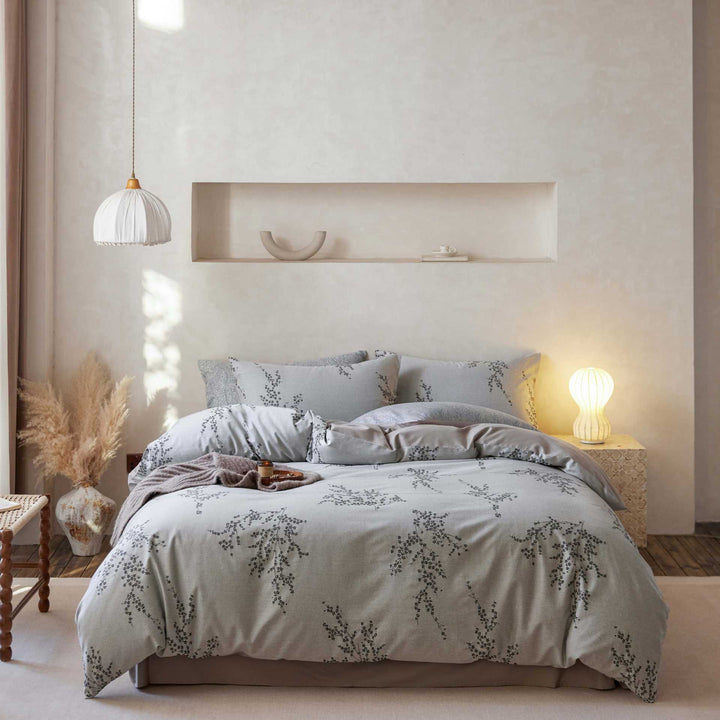 Floral Linen-Blend Duvet Cover Set with Pillow Shams