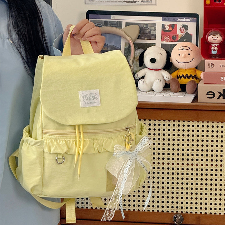 Stylish Ruffled Design Back-to-School Backpack Bowlift