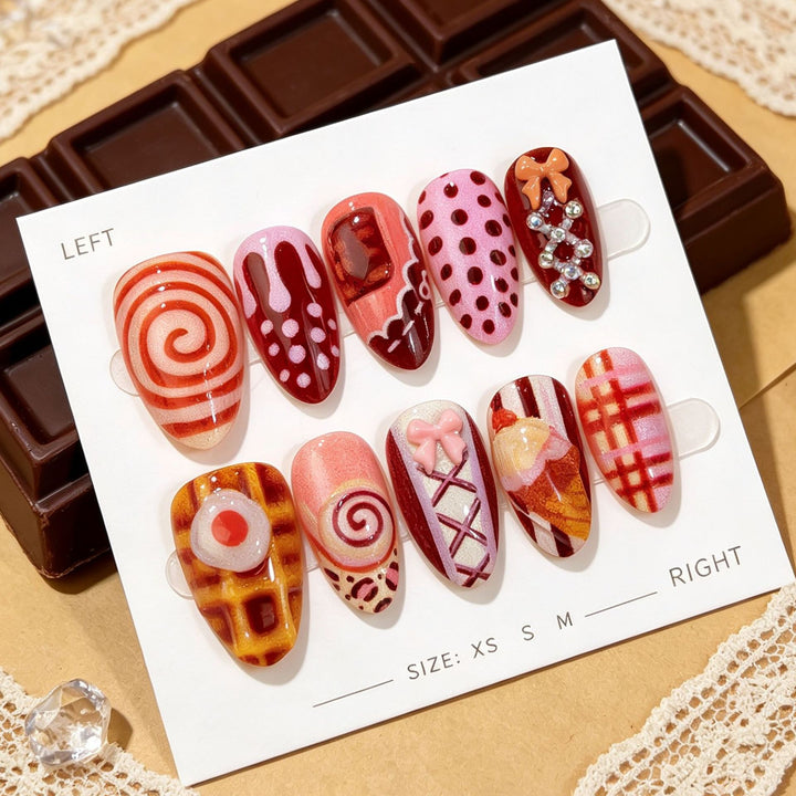 Creative Dessert-Inspired Press-On Nail Art Set