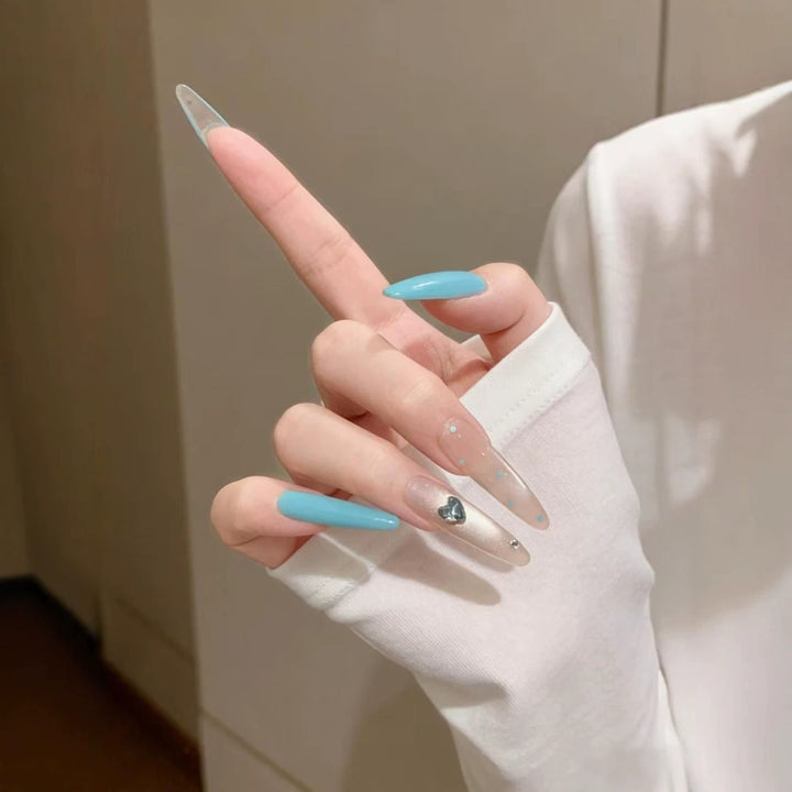 Stiletto Nail Art Extensions with Heart Accents