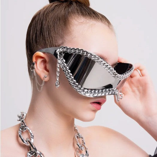Women's fashionable sunglasses with chain frame Bowlift