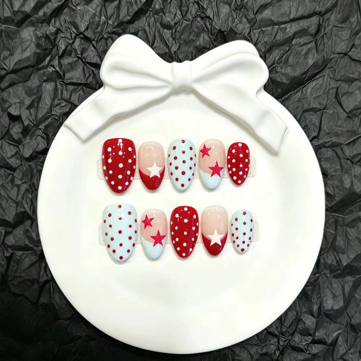 Star and Polka Dot Decorative Press-On Nails
