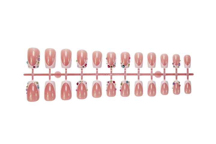 Artificial nail set with sparkling rhinestone accents Bowlift