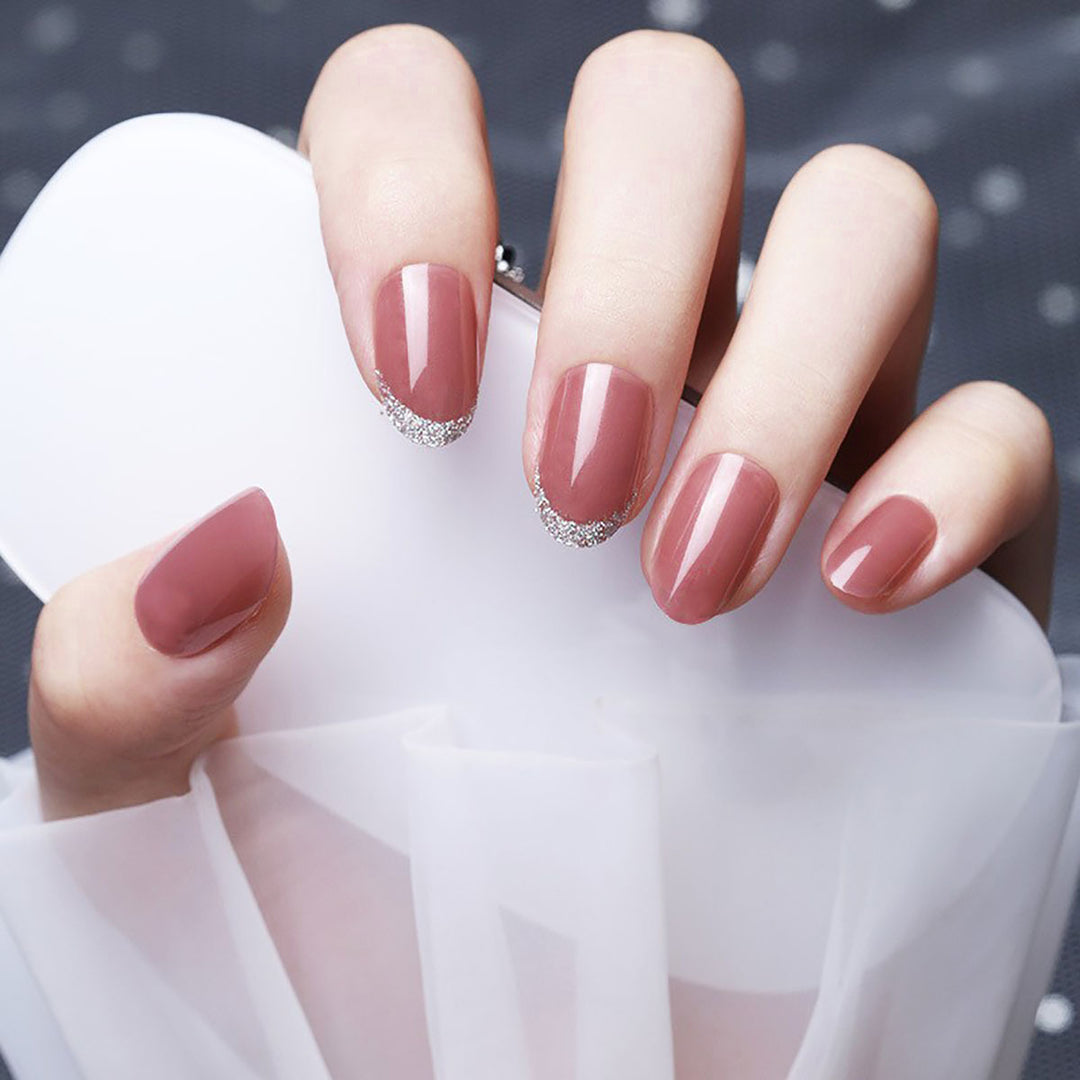 Sparkling French Tip Press-On Nails