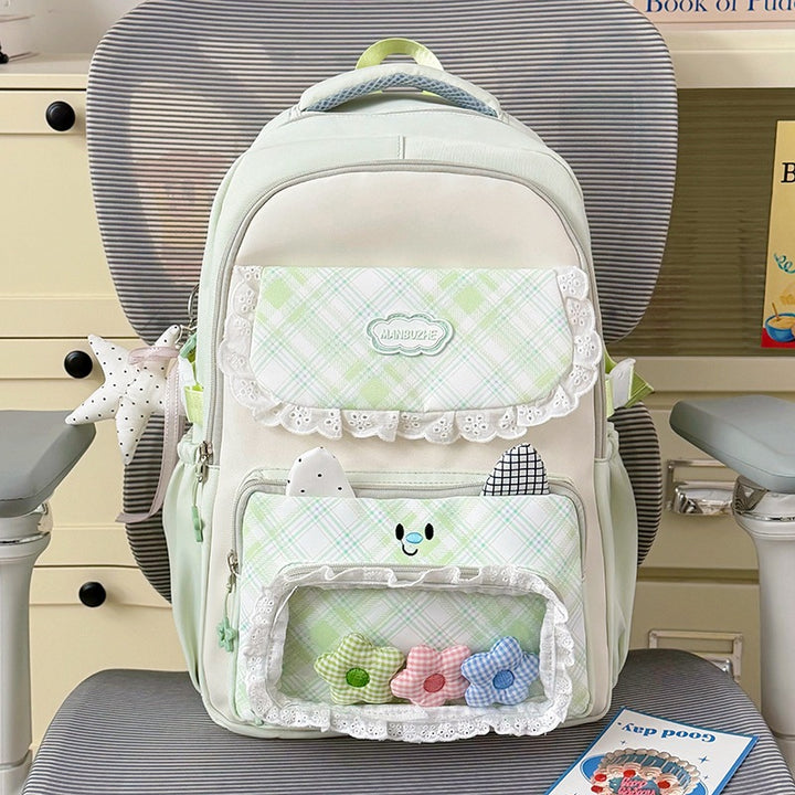 Stylish Multi-Pocket Backpack with Cute Decorative Accents Bowlift