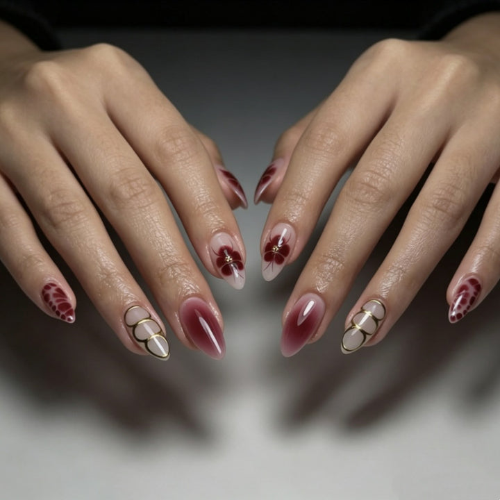 Artistic Floral Design Press-On Nails