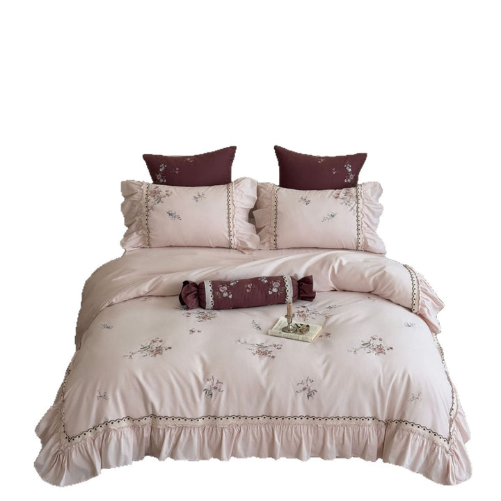 Floral Ruffled Bedding Duvet Cover Set