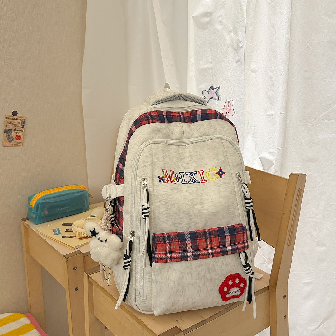 Playful Plaid Print Backpack Bowlift
