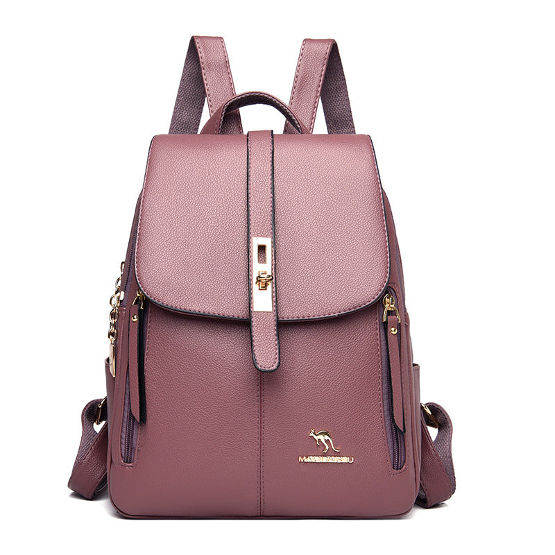 Elegant Multi-Functional Leather Backpack Bowlift