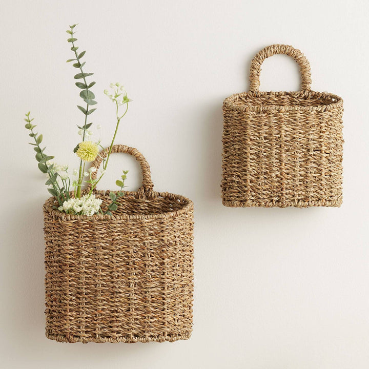 Handwoven Storage Basket with Durable Leather Handles Bowlift