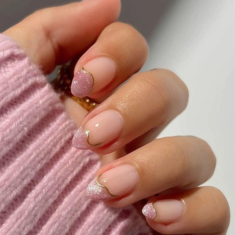 Elegant Glitter French Tip Press-On Nails