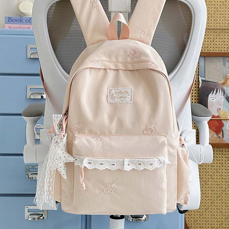 Charming Embroidered Backpack Bowlift