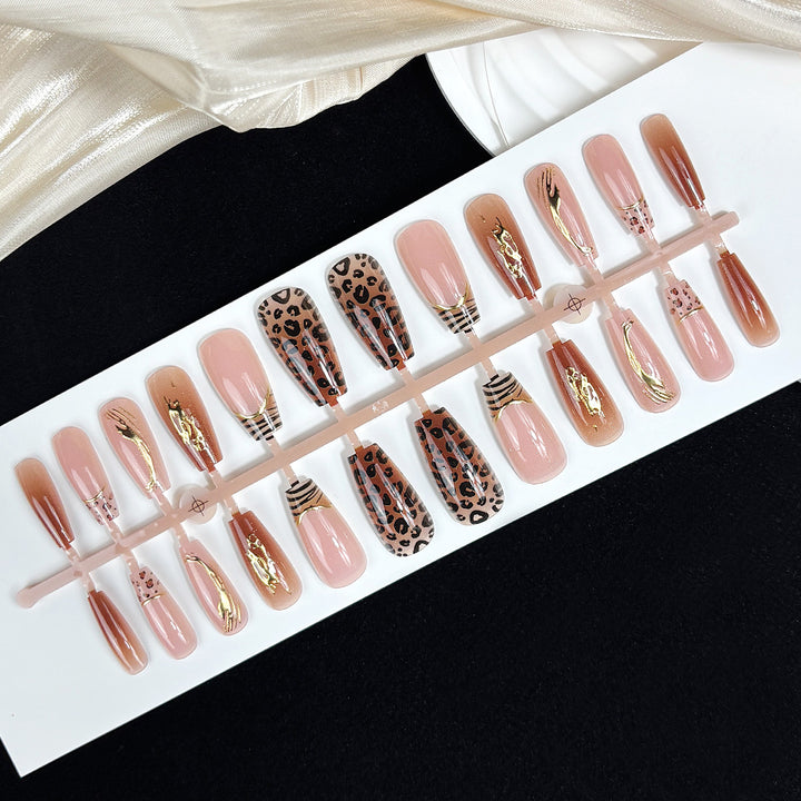 Premium Leopard Design Press-On Nails Bowlift