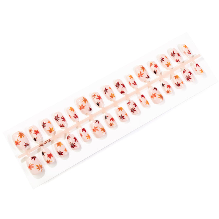 Autumn-Inspired Leaf Pattern Press-On Nail Art Bowlift