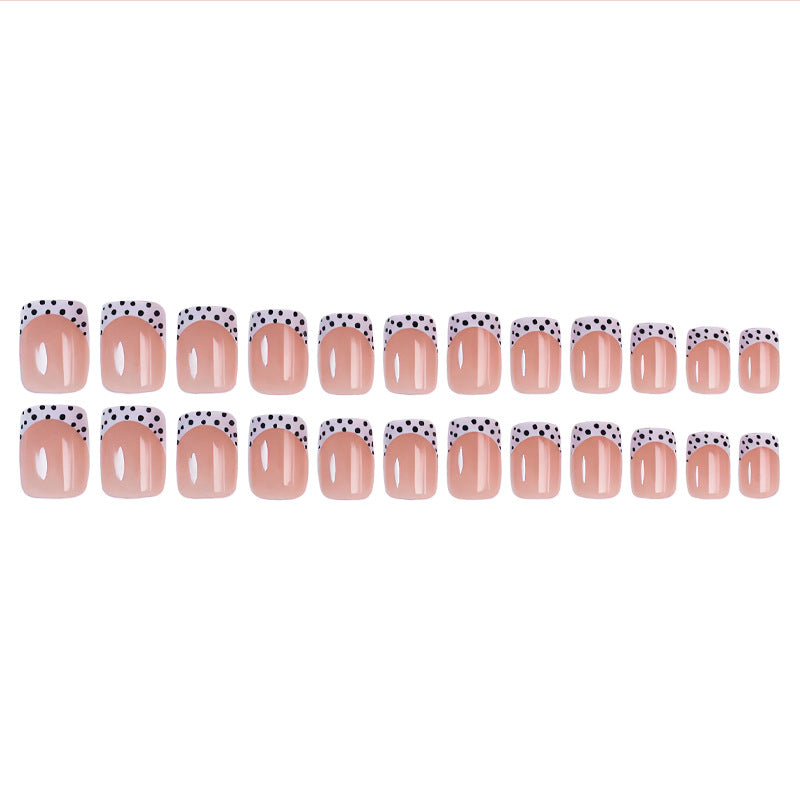 Artificial nail set with elegant dots and high-gloss accents Bowlift