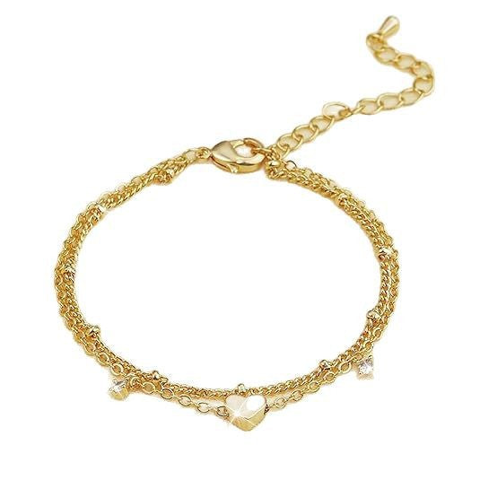 Elegant Heart Charm Chain Bracelet Bowlift