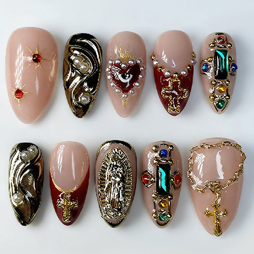 Decorative Press-On Nail Kit with Gem Accents Bowlift