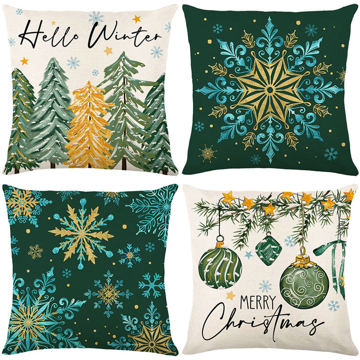 Decorative Snowflake Jacquard Throw Pillow Cover with Metallic Accents
