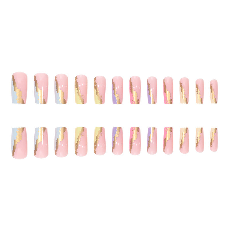 Artistic Gold-Accent Press-On Nails Bowlift