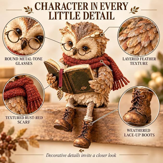 Decorative owl with book and scarf Bowlift