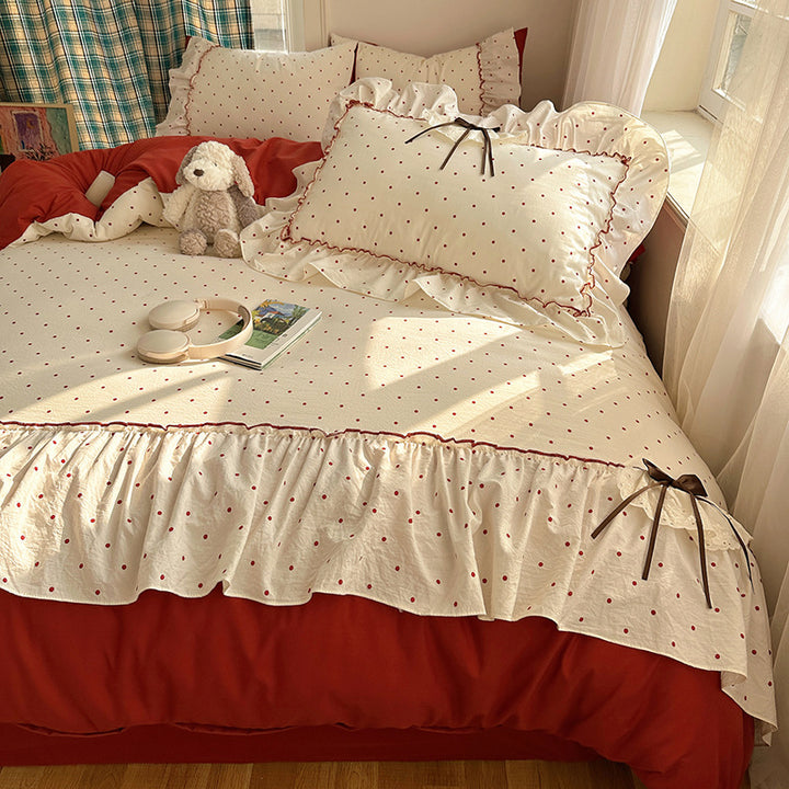 Premium Floral Ruffled Duvet Cover Set