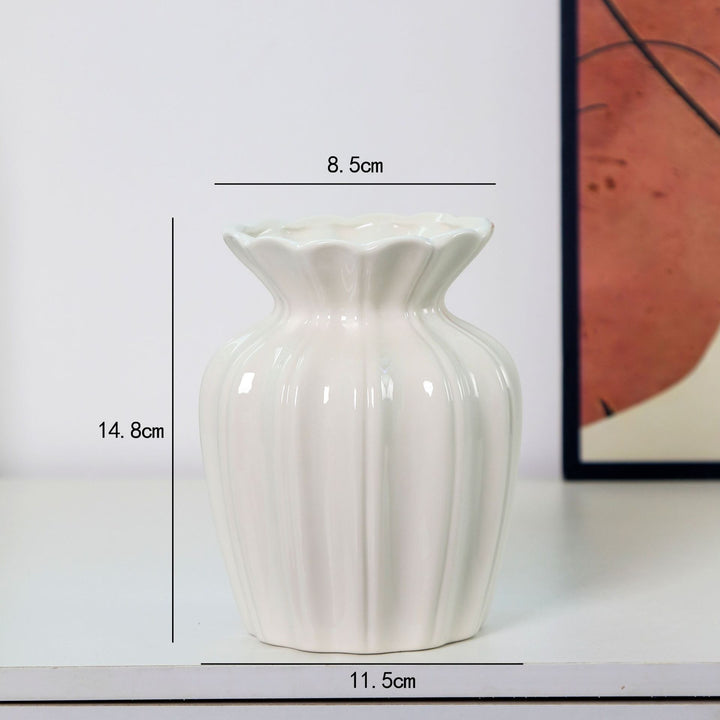 Fluted Ceramic Decorative Flower Vase Bowlift