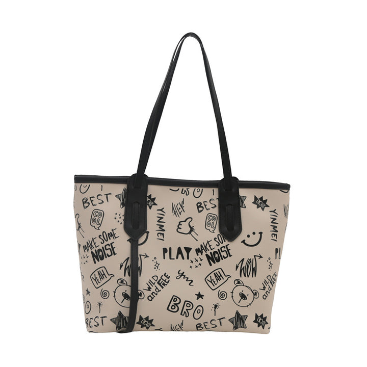 Playful Graphic Print Tote Bag