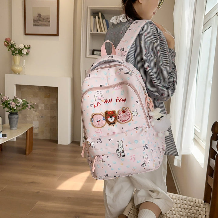 Embroidered Animal Character School Backpack Bowlift