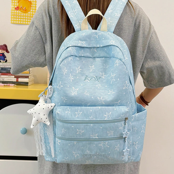 Star-Embellished Multi-Pocket Backpack Bowlift