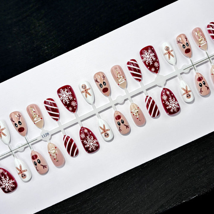 Festive Holiday-Themed Press-On Nail Set 1790745483