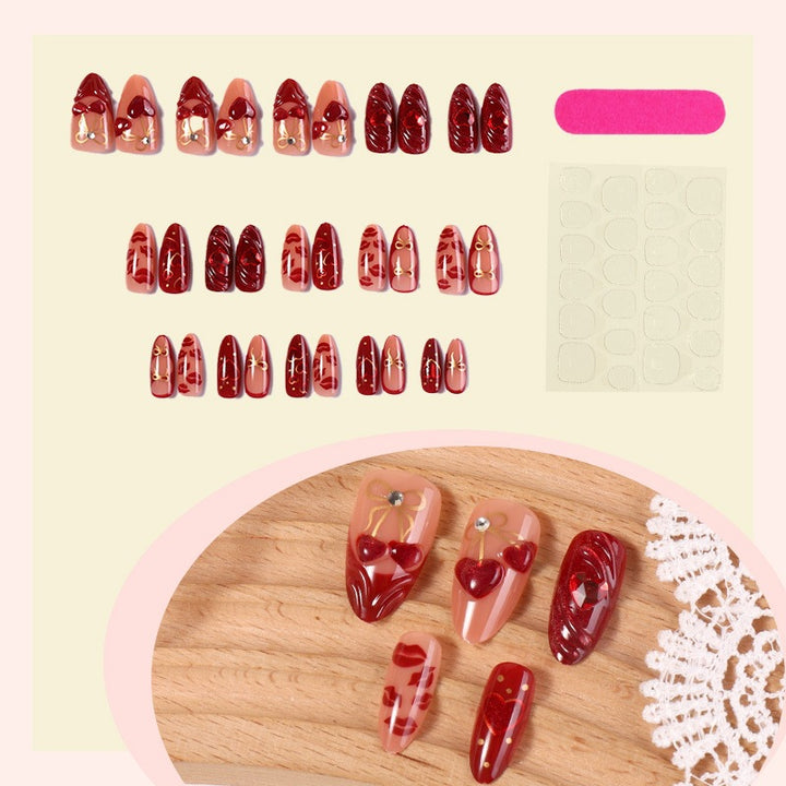Artificial nail set with creative heart designs Bowlift