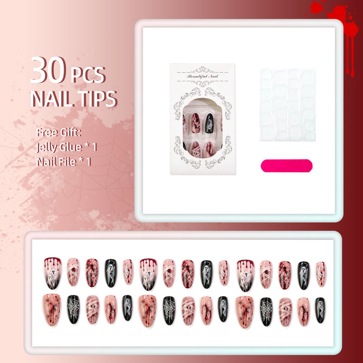 Halloween-Themed Press-On Nail Art Set 1790738400
