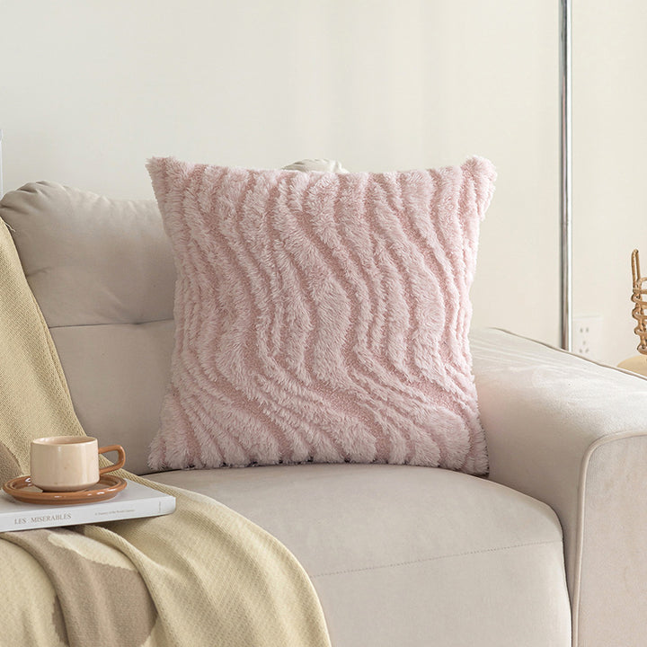 Plush Textured Wave Faux Fur Accent Pillow