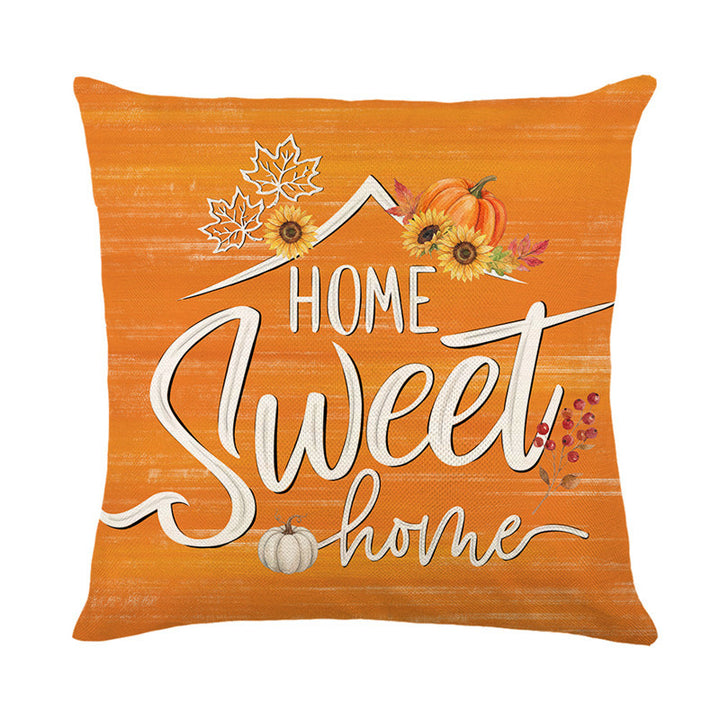 Autumn Harvest Linen-Texture Decorative Throw Pillow