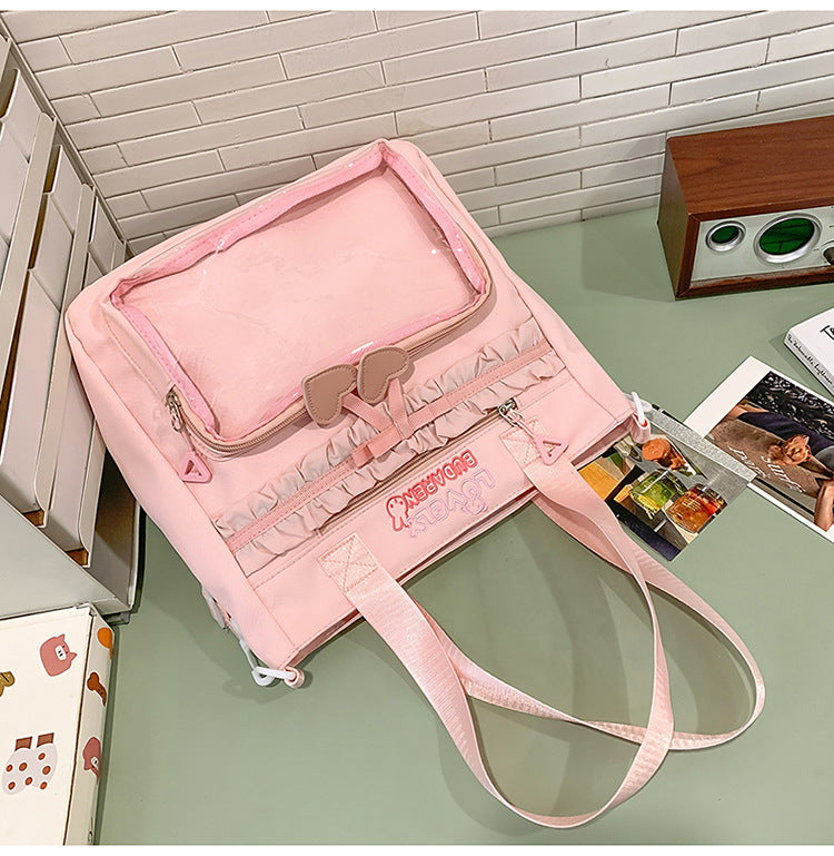 Transparent Front Pocket Casual Backpack Bowlift