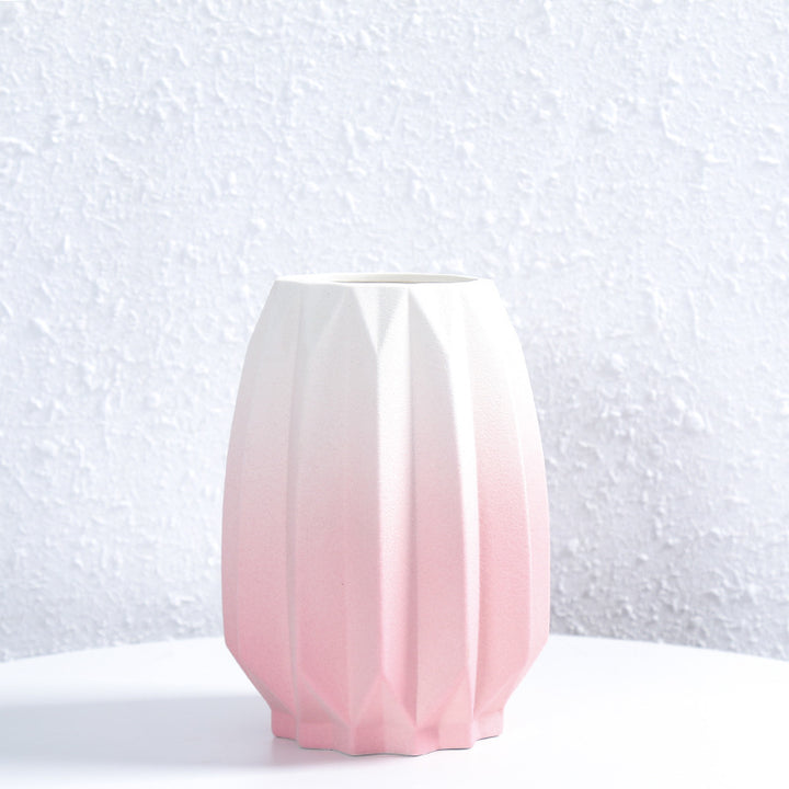 Textured Geometric Ceramic Flower Vase Bowlift
