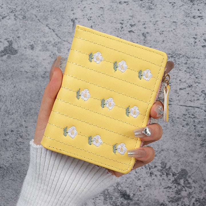 Embroidered Floral Zip Wallet