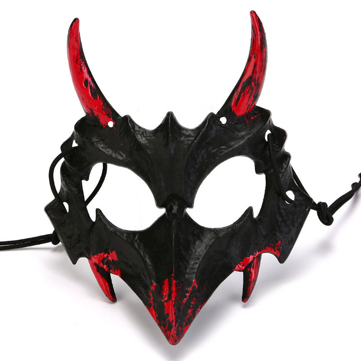Half-face mask with flashing vampire teeth and adjustable rubber band