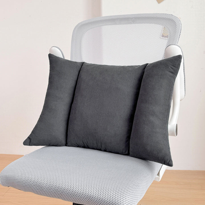 Three-Panel Lumbar Support Cushion Pillow with Corduroy Cover Bowlift