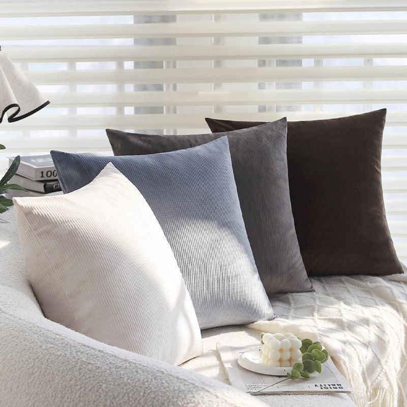Square cord decorative pillow cover with fine ribbed structure and concealed zipper Bowlift