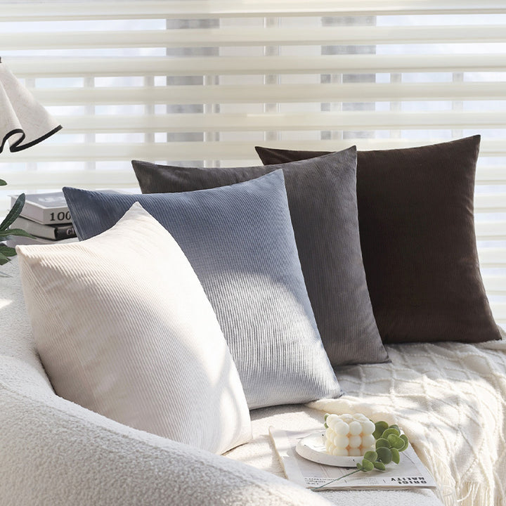 Square cord decorative pillow cover with fine ribbed structure and concealed zipper Bowlift